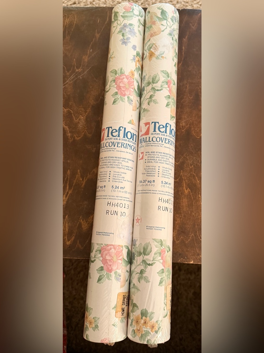 2 TEFLON DUPONT Solid Vinyl Waterproof WALLPAPER Cottage core 56.37 square ft